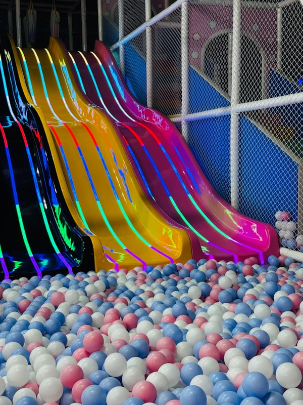 Indoor play area with colorful equipment